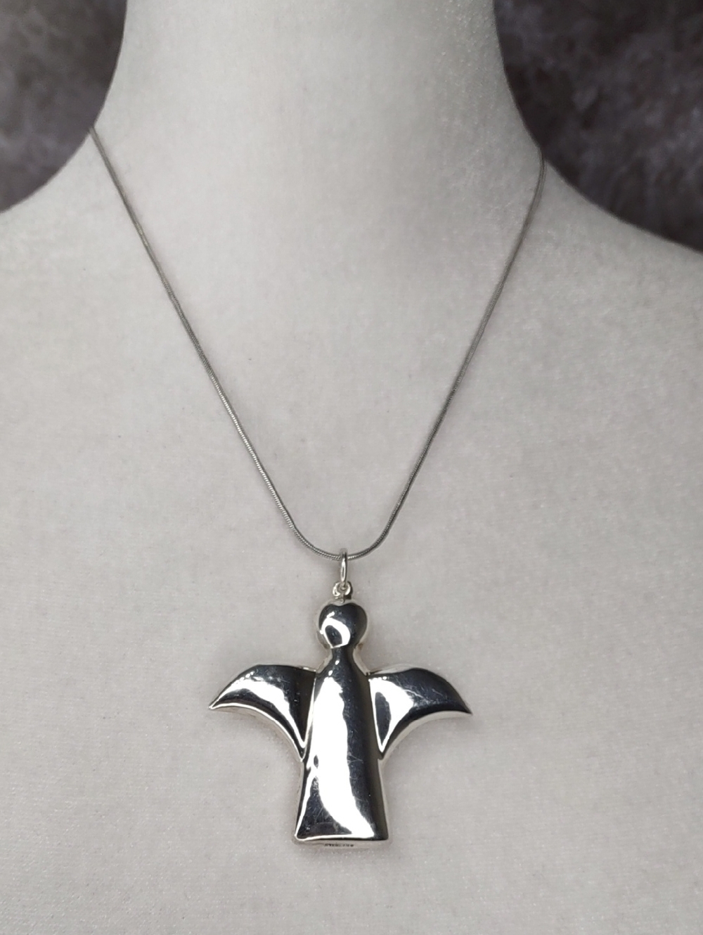 Artisan Crafted Sterling Silver Puff Angel Pendant Necklace